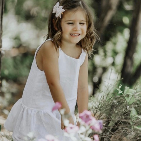 neutral glitter butterfly bow clip for kids
