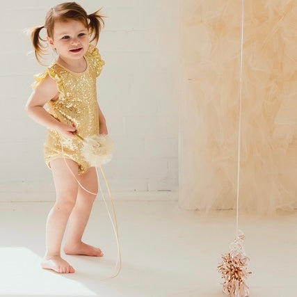 Hollywood Romper - Gold Sequin